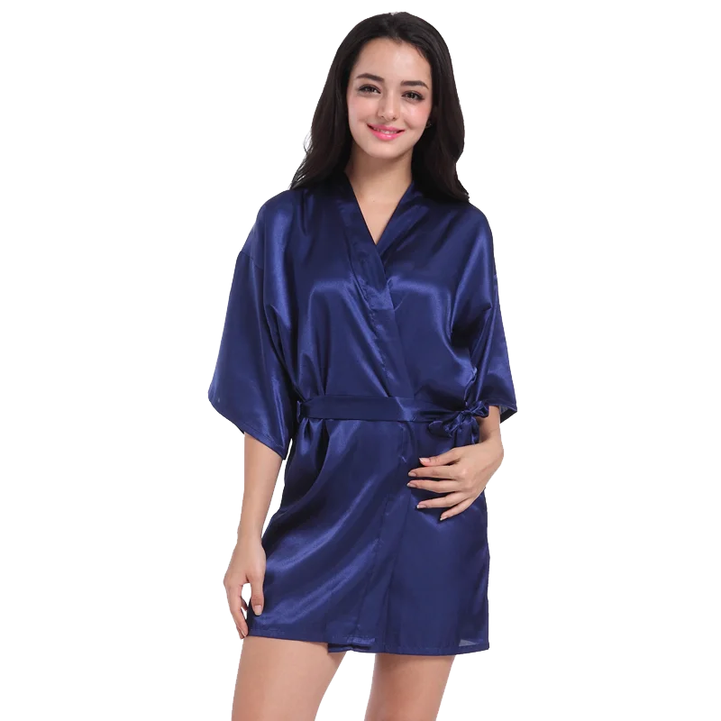 Women Silk Kimono Robe Bathrobe Bridesmaid Satin Dressing Gown