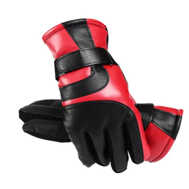 Durable Gloves Portable Delicate Design Thickened Fleece Driving Gloves Touch Screen Leather Riding Cycling Warm Gloves