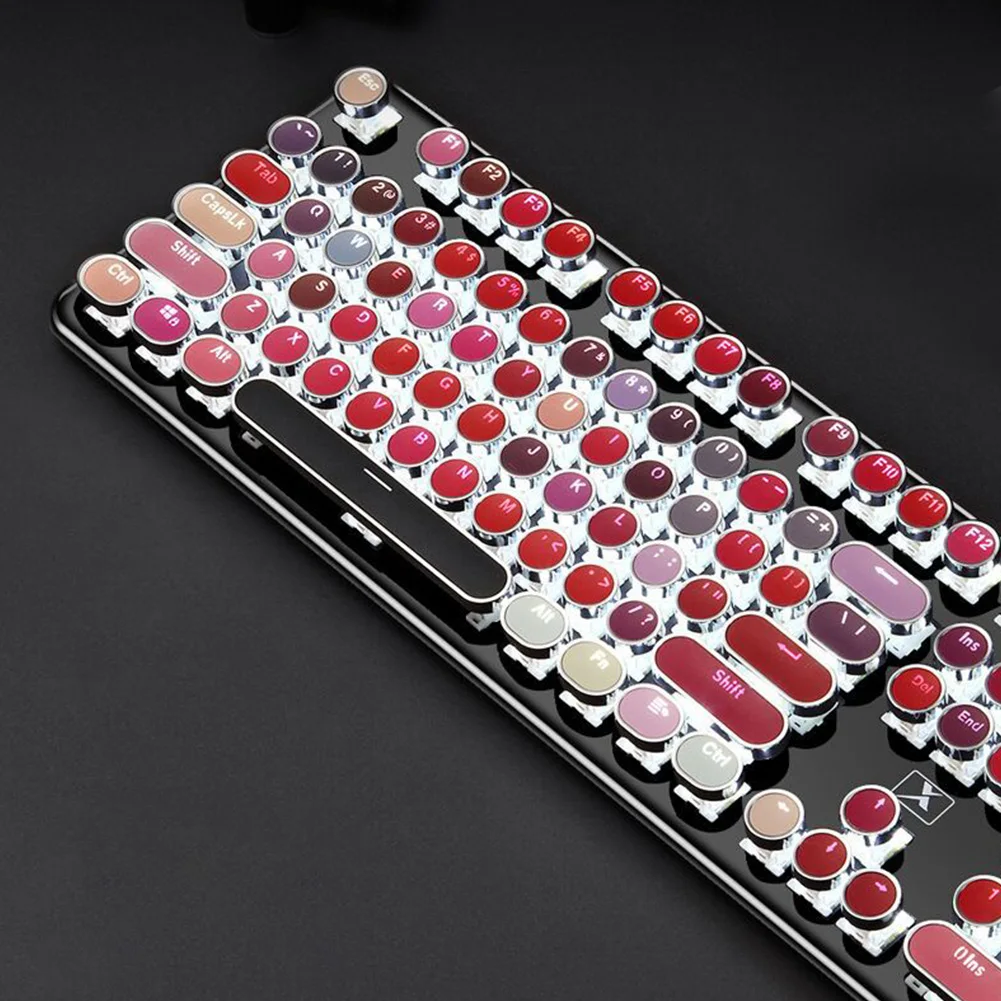 K520 104 Keys Fashion Accessory Mechanical Metal Computer Ergonomics Lipstick Color USB Keyboard Professional Gaming Wired