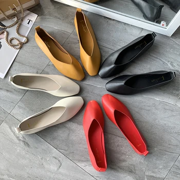 

Women's soft leather comfortable leather shoes pointed single shoes leather high heel women ladies shoes flat shoes women