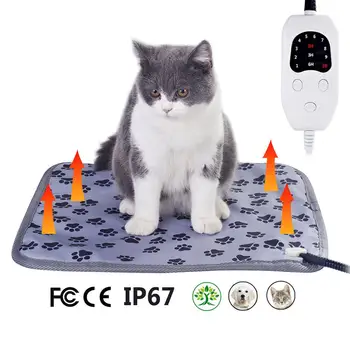 

Pet Heating Pad Dog Cat Electric Heating Blanket Indoor Waterproof Adjustable Warming Mat With Chew Resistant Cord