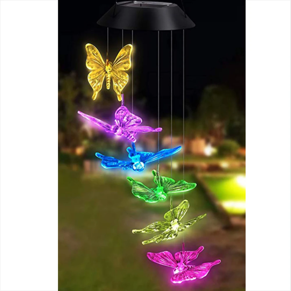 outdoor solar spot lights Solar Light Outdoor Power Supply Led Wind Chime Waterproof Butterfly Hummingbird Night Light Garden Courtyard Decoration solar fence lights Solar Lamps