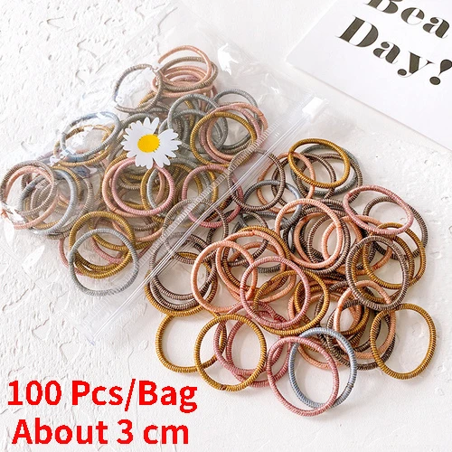 50/100 Pcs/Box New Children Cute Colors Soft Elastic Hair Bands Baby Girls Lovely Scrunchies Rubber Bands Kids Hair Accessories mix 100Pcs Bag
