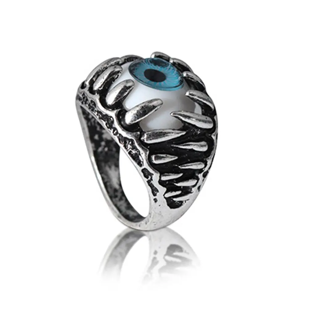 J188 Vintage Evil Eye Skull Men's Ring Alloy Devil Eyeball Halloween Party Props Men Jewelry | Украшения и аксессуары