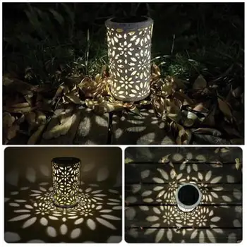 

retro solar garden decoration light chrysanthemum white IP44 led hollow waterproof floral plug For home hanging lamp style B2O5