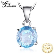 Ювелирный дворец Природный Голубой топаз кулон ожерелье 925 драгоценные камни из стерлингового серебра колье заявление ожерелье