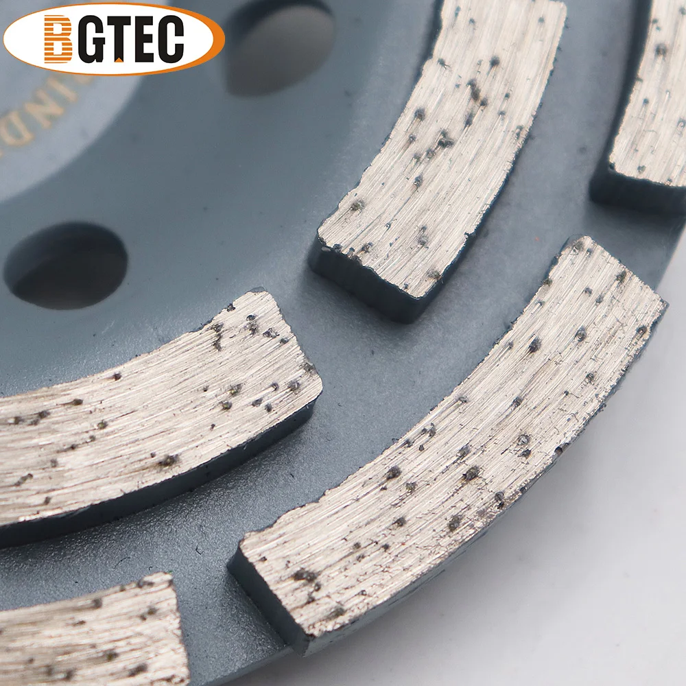 BGTEC 2pcs 4.5inch Diamond Double Row Grinding Cup Wheel 115mm concrete, Masonry, Granite marble Grinding discs