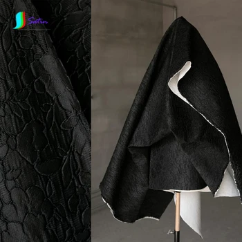 

Fashion 88% Polyester 12% Nylon Black Bud Silk Stereo Embroidery Fabric DIY Dress Backpack Background Decorative Package Fabric