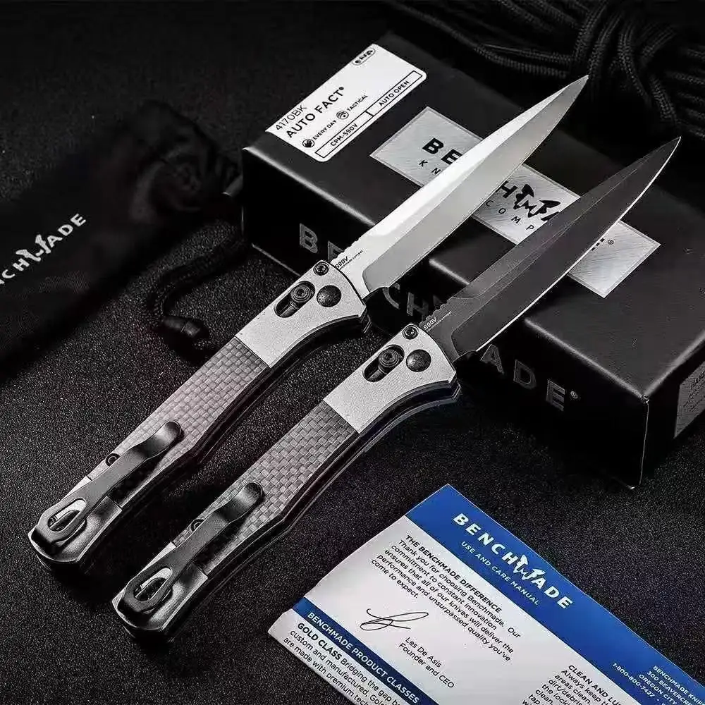 BENCHMADE268 Camping Knife Italian Mafia 4170BK Side Jump Automatic Multi-functional Folding Outdoor Knife Survival Safety Defense Pocket Knives EDC Tool