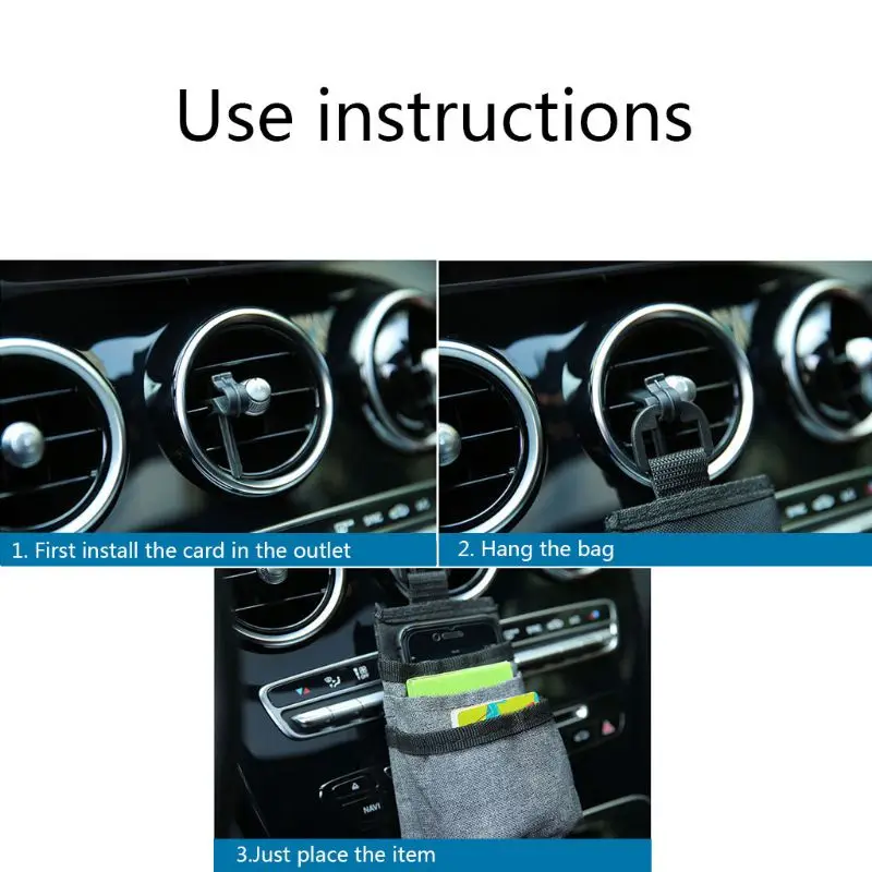 Car Storage Bag Driver Pocket Oxford Hanging Holder Outlet Air Vent Cell Phone Holder Interior Accessories