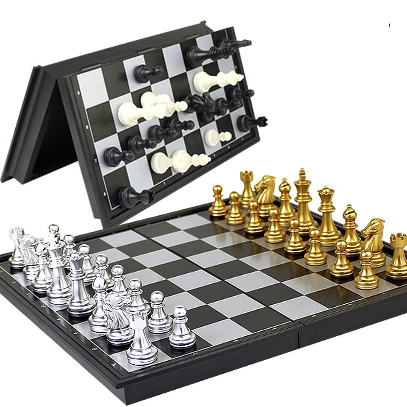 AJEDREZ MAGNÉTICO Chess Game Silver Gold Folding Magnetic Foldable Board