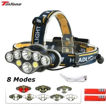 

8000LM LED Headlight 8-Mode USB 18650 Battery Waterproof Camping Flashlight 2021