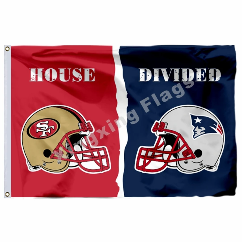 Z5 Сан-Франциско 49ers England Patriots дом разделенный флаг 3ft X 5ft полиэстер баннер Размеры № 4 90X150 см Изготовленный На Заказ Флаг - Цвет: Z5
