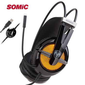 

SOMIC G938 Virtual 7.1 Surround Sound Headphones Noise Isolation Headphone USB LED Strong Bass Gaming Headset with Microphone