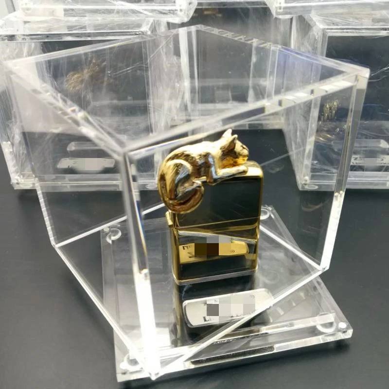 

1pcs Cube Acrylic Transparent Lighter Display Stand Holder Display Rack Collection box for ZORRO Kerosene lighter Decoration