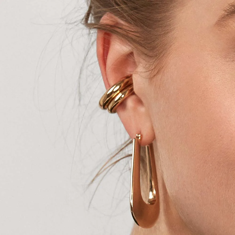 

2Pcs/set Clip Earrings Gold Small Size Temperament Wild Circle Ear Clip Retro Simple Alloy Ear Ring Ladies Fashion Ear Clip