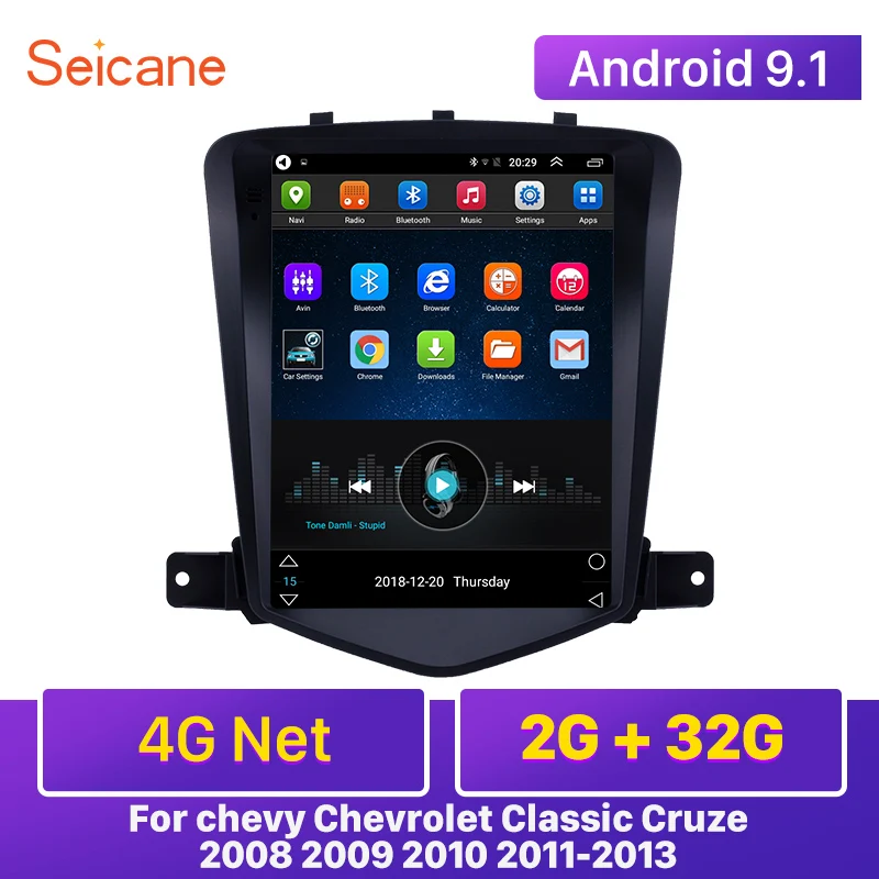 Seicane 4G сеть Оперативная память 2 ГБ Android 9,1 автомобилей Головное устройство плеер gps 9,7 дюймов для chevy Chevrolet Classic Cruze 2008 2009 2010 2011-2013
