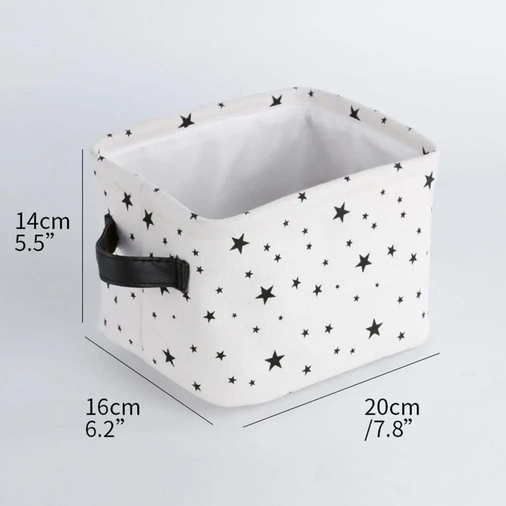polka dots 4 типа Ins, толстый мини Настольный ящик для хранения, простые детские игрушки для хранения мусора из хлопка и льна, складной ящик для хранения в офисе - Цвет: polka dots
