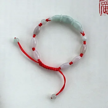 

Natural Jade Emerald Beads Lotus Root Bracelet Adjustable Bangle Jewellery Fashion Accessories DIY Woman Luck Amulet