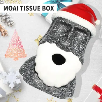 

Creative Easter Moai Tissue Box Resin Home Decor Figurines Easter Stone People Face Statue Napkin Box Christmas Decor Xmas Gifts