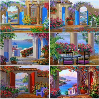 

DIY 5D Diamond Painting Full Round Resin Diamond Art Embroidery Flower House Scenery Cross Stitch Mosaic Crafts Home Decor Gift