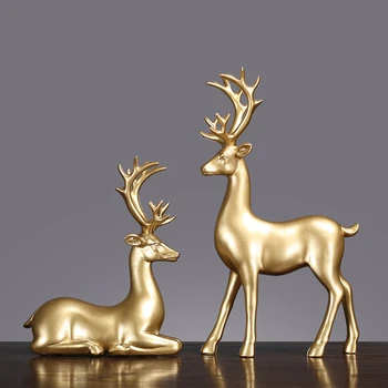 

European Golden Elk Goods Furniture Display Rather Suit Originality Living Room Wine Cabinet Ornament Statue Sculpture Resin