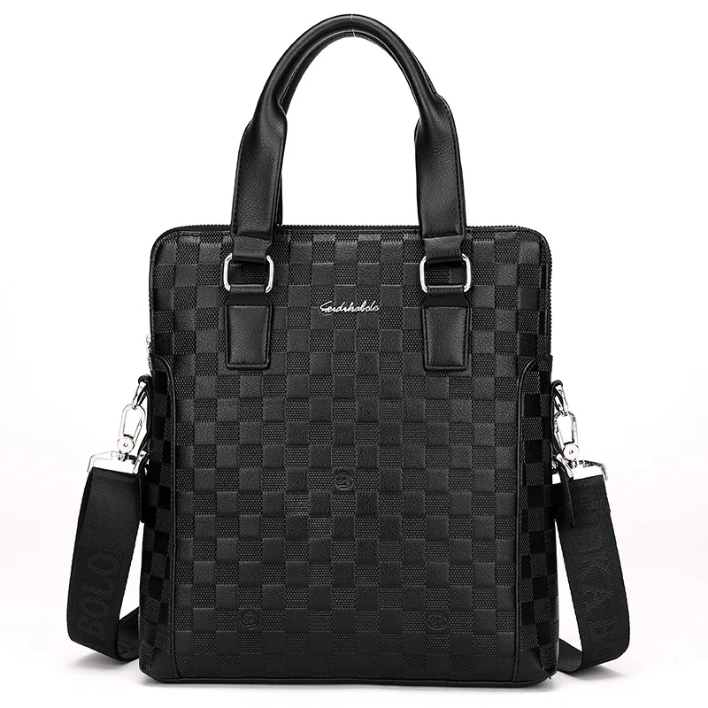 

Men's Bag Leather Handbag Briefcase Men Shoulder Briefcase Embossed Cross Computer Bag Gift