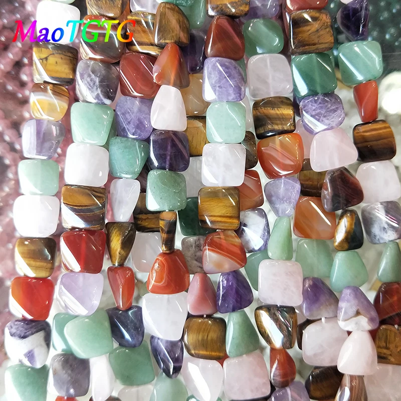 Разноцветные Бусины Из Натурального смешанного камня для изготовления ювелирных изделий, браслет, ожерелье, любовь, квадратная форма, неправильные бусины