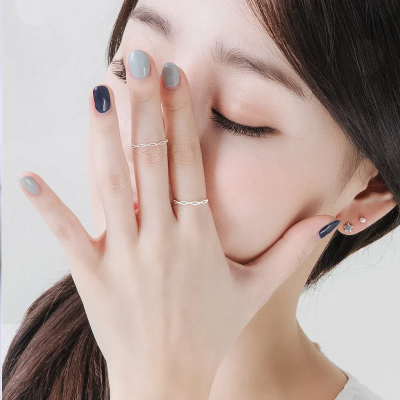 DAIWUJAN 925 пробы Серебряное простое геометрическое тонкое Открытое кольцо в Корейском стиле с витым хвостом регулируемое женское ювелирное изделие