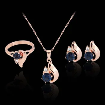 

Gifts for Women Dubai Charm Women Jewelry Sets Necklace Earrings Ring Banquet Jewelry Set Cheap Fashion Jewelry