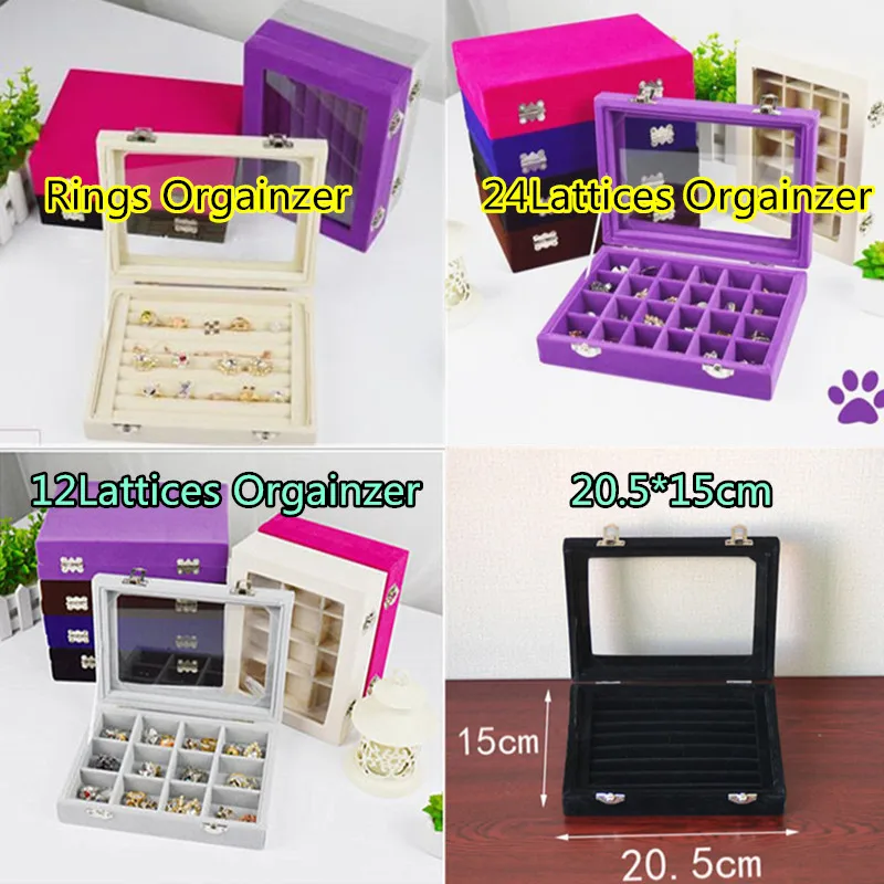 

Velvet Jewelry Display Box with Visual Window Jewelry Storage Box for Bracelet/Earrings/Necklace Organizer Table Rings Tray