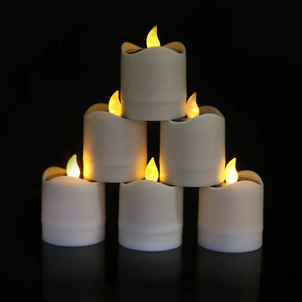 6PCS Solar Operated LED Candle Flickering Flameless Tea Light for Wedding Home Decoration Birthday Party Candle Supplies