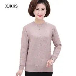 XJXKS женский свитер с высоким воротом 2019 зима новый плюс бархат плотный теплый шерстяной вязаный свитер женский пуловер