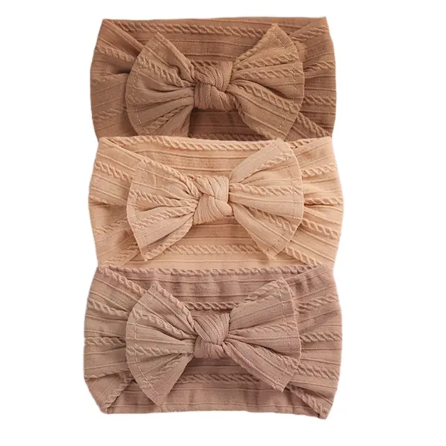 3Pcs/Lot Baby Headband Sets Bow Baby Girl Nylon Headbands Twist Cable Soft Knot Turban Kids Headwear Baby Accessories Haarband 1
