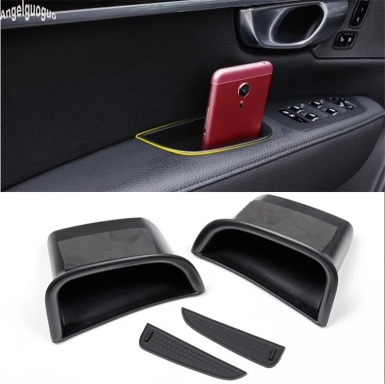For VOLVO S90 V90 V90cc Car Front Or Rear Doors Handle Box Phone Holder Card Bag Storage Upgrade Accessories Car styling