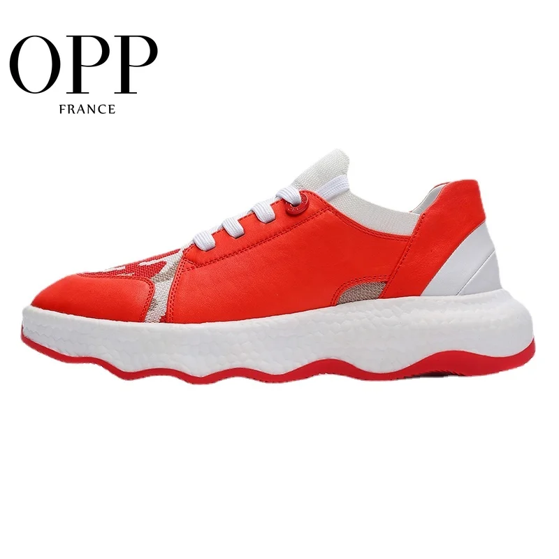 

OPP Men's Sneakers Summer Breathable Running Shoes Lace Men's Shoes Breathable Mesh Surface Designer Shoes Genuine Leather
