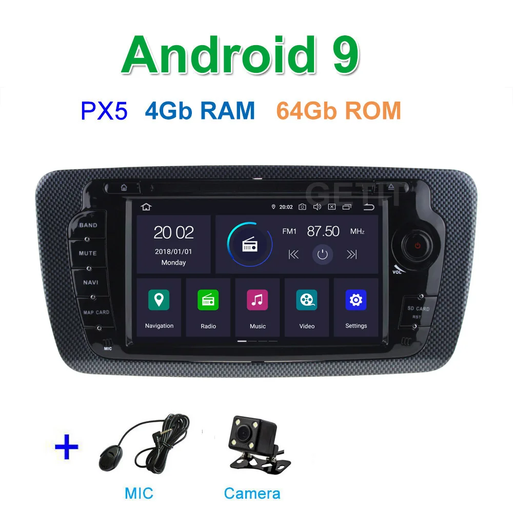 PX5 4G CAMERA PX6 DSP Android 9 Автомобильный DVD стерео плеер gps для сиденья Ibiza 2009-2013 с радио WiFi BT - Цвет: PX5 4G CAMERA
