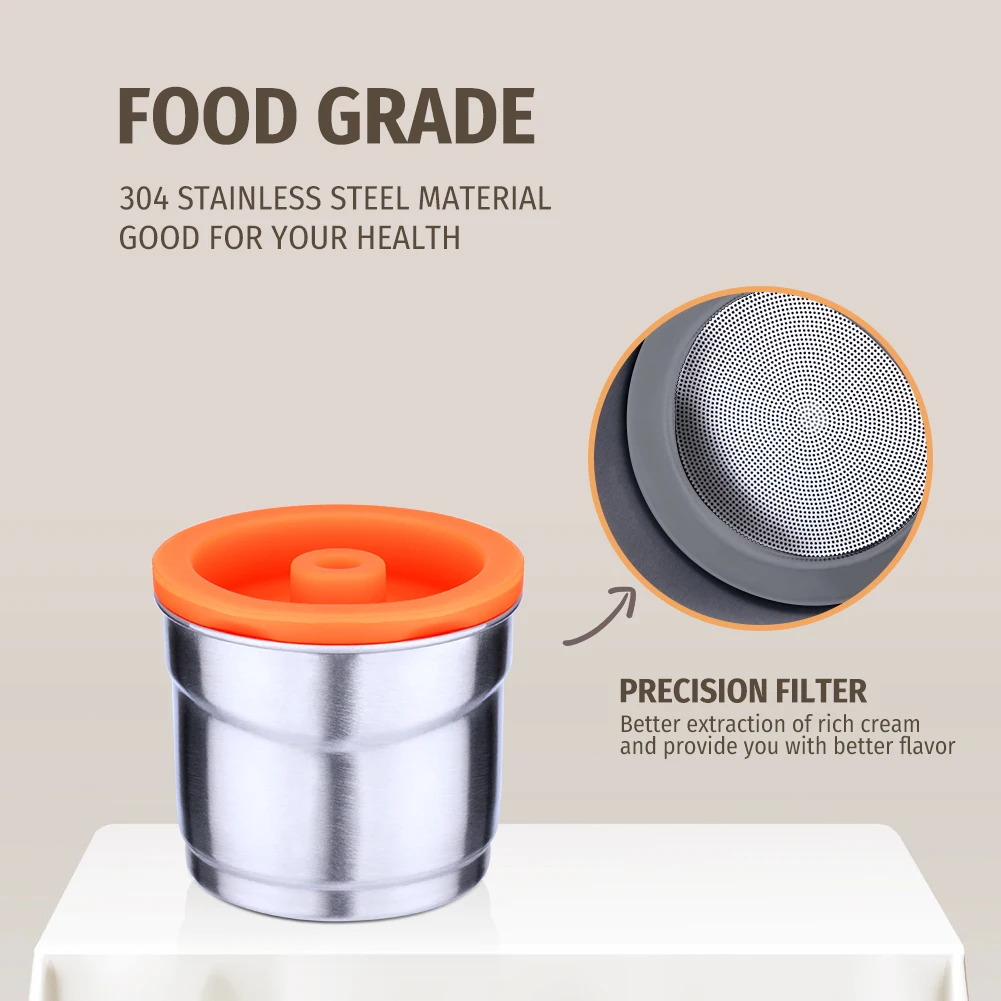 ICafilas for illy B  Coffee Machine Refillable Filters Stainless Steel Reusable Metal Capsule & Tamper Spoon
