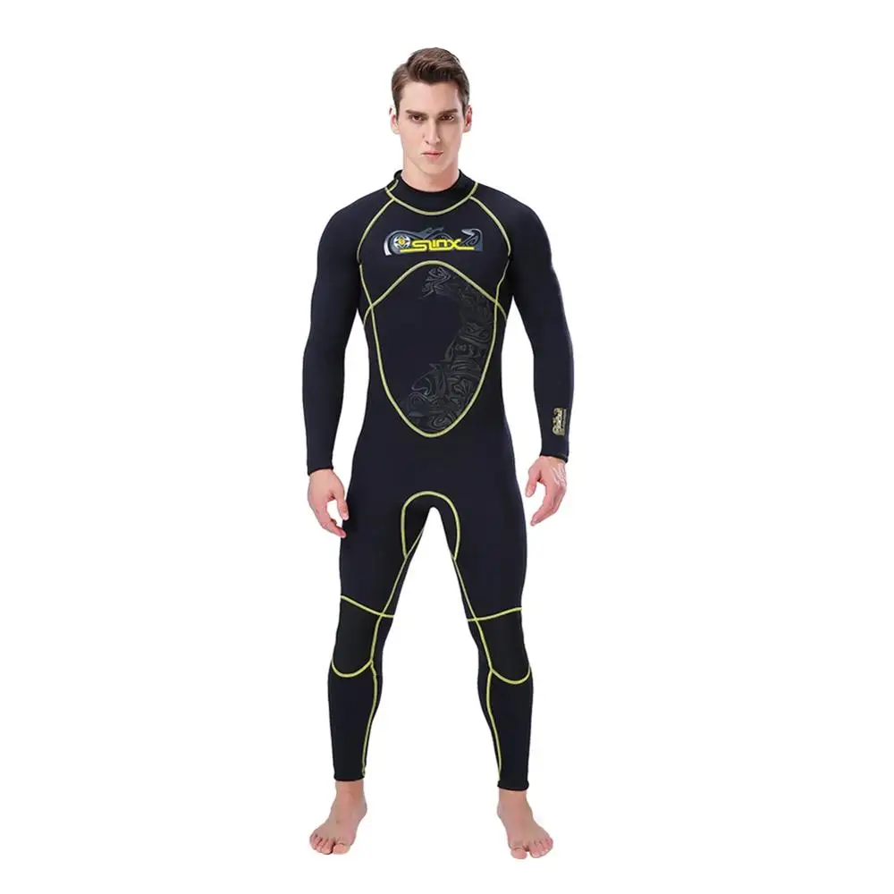 B Men Swimsuit Adult Long Sleeve One-Piece Full Body Elastic Thermal 3mm Swimsuit Diving Snorkeling Surfing Suit - Цвет: B