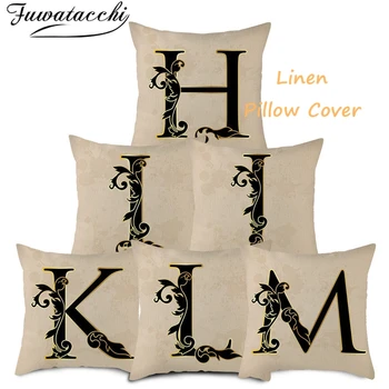 

Fuwatacchi beige Linen Cushion Cover 26 Letters Pattern Pillow Cover for Home Chair Decorative Thick fabric Pillowcases 45x45cm