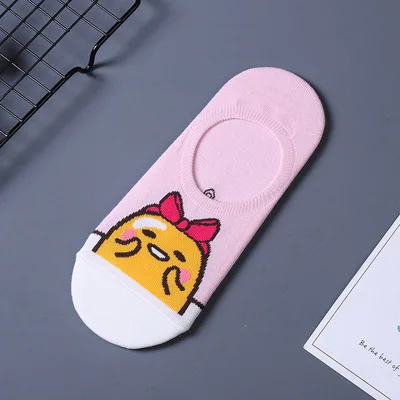 Корейские носки Gudetama с животными, новинка, винные женские хлопковые художественные короткие носки милые забавные носки унисекс, chaussette femme hiver - Цвет: 3