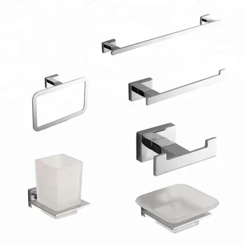 

Stainless Steel Bathroom Accessories Kit Bathroom Wall Mount Towel Rack Roll Holder Punch Free Mirror Plating Home Decoration