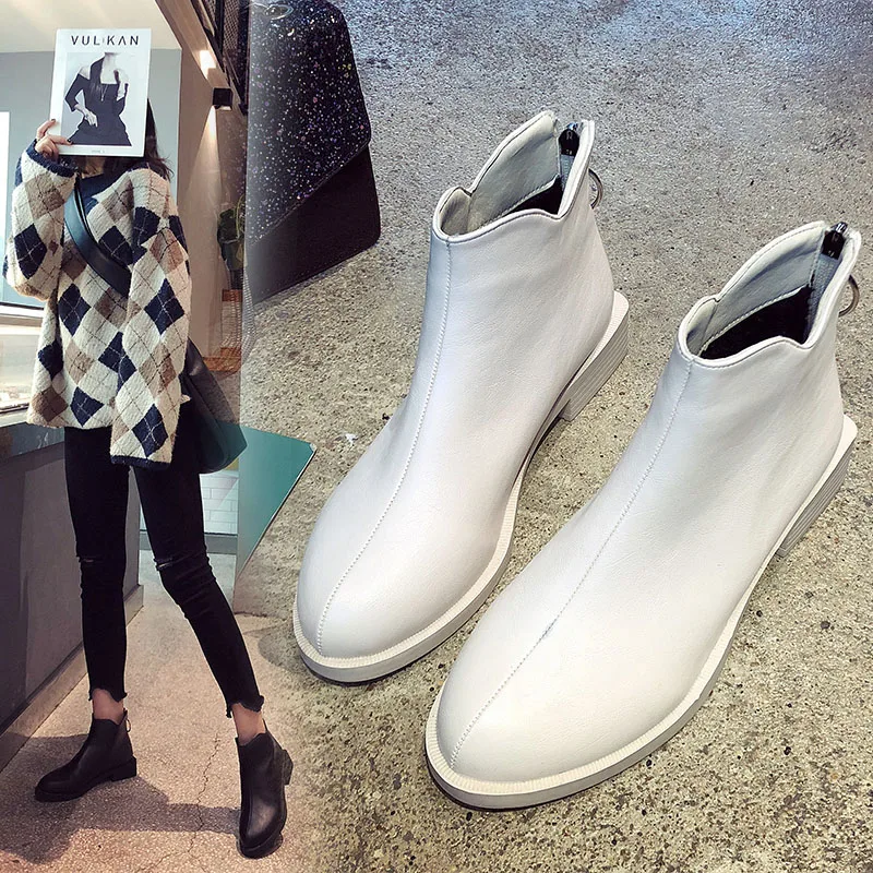 

Plus Size Botas Patent Leather Boots Women School Style Shoes for Girls Beige Black Motorcycle Ankle BootsM 40 Platform