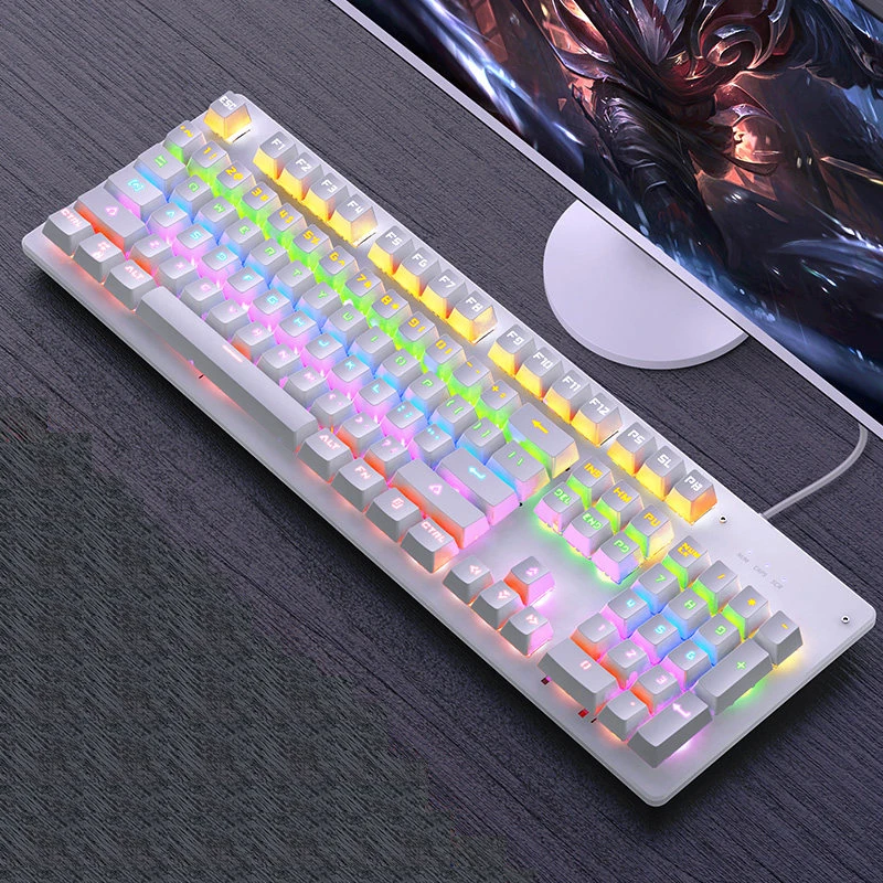 Square button white Механическая клавиатура, игровая, панк, круглая, ретро, Keycap, с подсветкой, USB, проводная, компьютерная, периферийная, русская, для настольного ноутбука - Цвет: Square button white