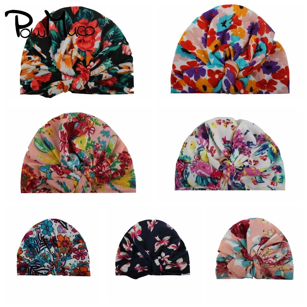 

Powmuco Lovely Flowers Pattern Polyester Cotton Infant Hats Vintage Print Bunny Ears Toddler Caps Baby Headwear Birthday Gifts