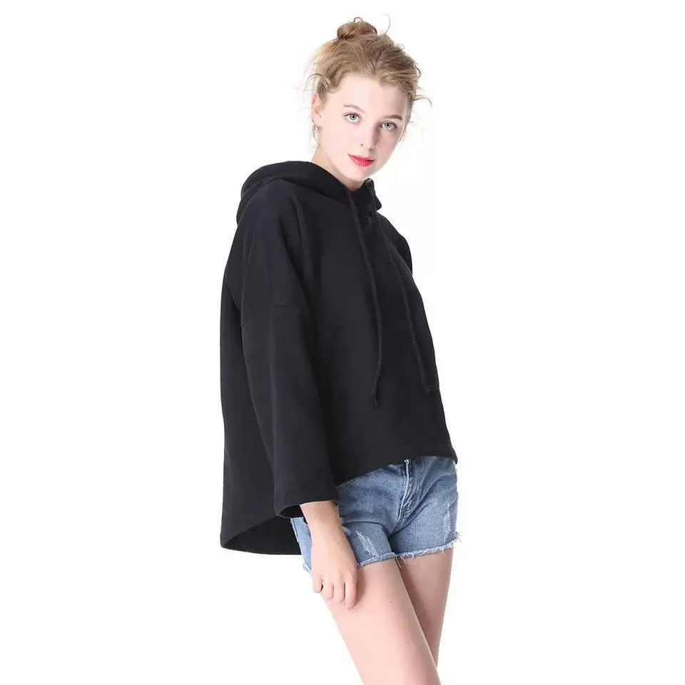 

2018 Autumn And Winter Europe And America New Style Irregular Pullover Hoody Profile plus Velvet Loose Ladies Hoodie 6259 #