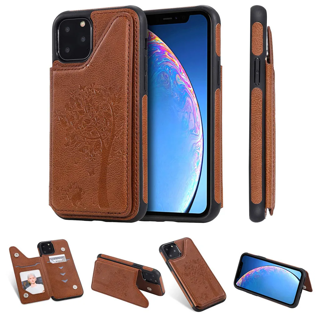 Роскошный тонкий Чехол премиум класса для IPhone 11 Pro Max 6,5 дюйма, тисненый Магнитный кожаный чехол-бумажник с отделениями для карт, противоударный чехол-книжка