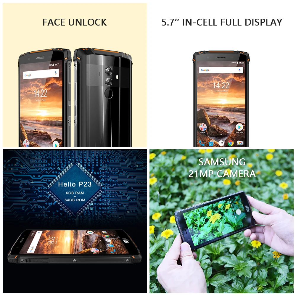  HOMTOM ZJI Z9 Helio P23 IP68 Waterproof 4G LTE Smartphone Octa Core 5.7 inch 6GB RAM 64GB ROM 5500m