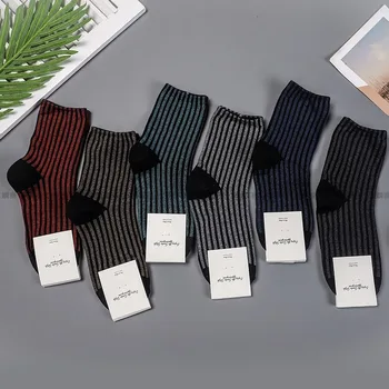 

Cartoon Woman Sock Striped Socks for Women Solid Casual Crew Sox Couples Cotton Vintag Autumn Winter Vertical Stripes Sokken