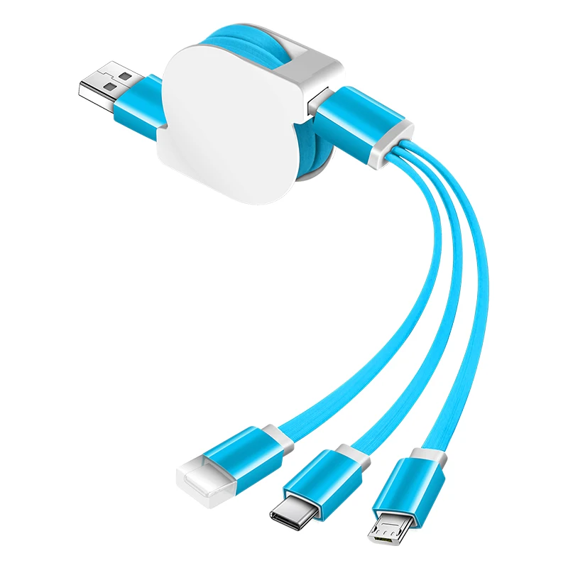 Многофункциональный usb-кабель 3 в 1, универсальный кабель для быстрой зарядки и передачи данных type-c, три в одном, телескопический usb-кабель-удлинитель